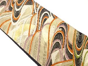 アンティーク　流水に扇散らし模様織り出し袋帯（着用可）